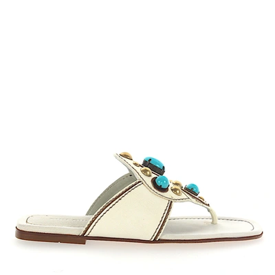 Miu Miu Flip Flops In White