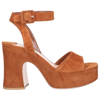 Miu Miu Platform Sandals In Brown