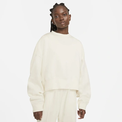 Nike Sportswear Essential Women's Fleece Crew In Coconut Milk,white