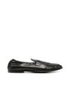 DOLCE & GABBANA LOGO-EMBROIDERED LEATHER LOAFERS