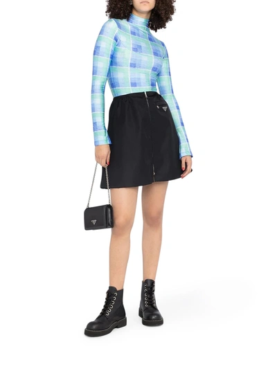 Prada Zip-up Trapeze Mini Skirt In Black