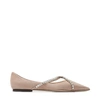 Jimmy Choo Genevi Crystal-embellished Suede Point-toe Flats In Ballet Pink/crystal