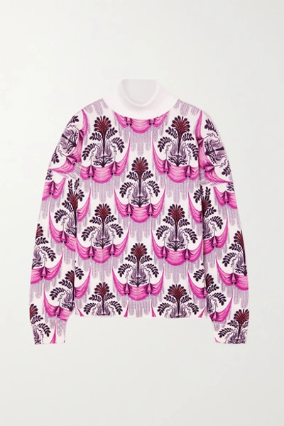 Paco Rabanne Intarsia Wool Turtleneck Sweater In Pink