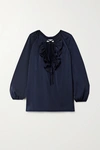 ACHEVAL PAMPA GORRION TIE-DETAILED RUFFLED SATIN BLOUSE