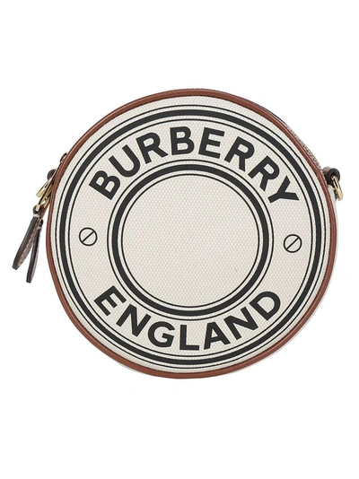 Burberry Louise Logo Graphic Canvas & Leather Bag In Beige