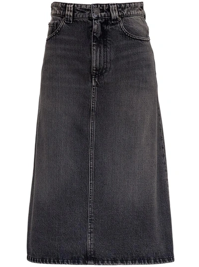 Balenciaga A-line Denim Skirt In Multicolour