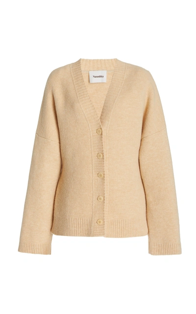 Nanushka Fara Cardigan With Integrated Belt In Neutral