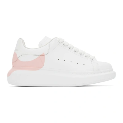 Alexander Mcqueen White & Pink Dropped Heel Counter Oversized Sneakers In White,pink
