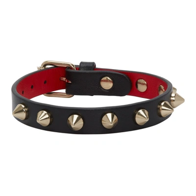 Christian Louboutin Loublink Studded Leather Bracelet In Black