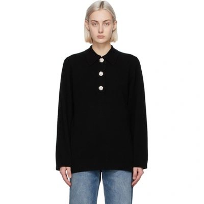 Ganni Black Cashmere Knit Blouse Polo