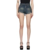 SAINT LAURENT BLUE DENIM RAW EDGE SHORTS