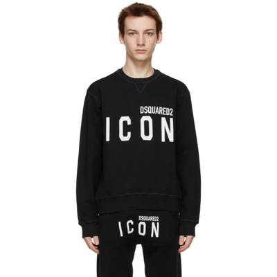 Dsquared2 Icon-print Crew Neck Sweatshirt In Black,white