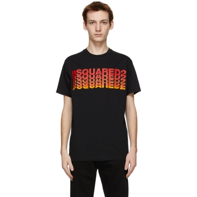 Dsquared2 Multi Logo Print Cotton Jersey T-shirt In Black