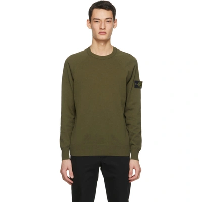 Stone Island Mens Sage Compass-patch Ribbed-cotton Jumper Xxl In Green