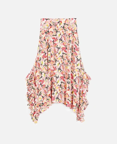 Stella Mccartney Floral-print Silk Crepe De Chine Midi Skirt In Pink