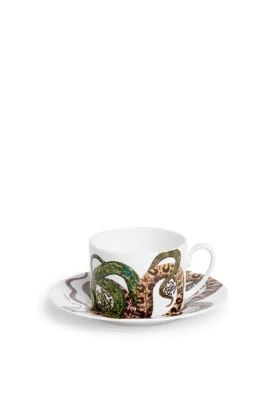 Roberto Cavalli Home Python Cup And Saucer Set In White