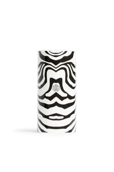 Roberto Cavalli Home Zebra Porcelain Vase In Black
