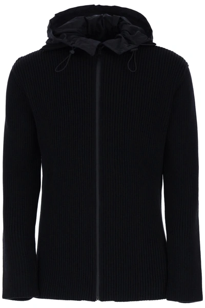 Bottega Veneta Full Zip Hooded Cardigan In Black