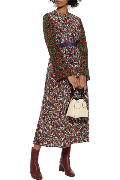 Rixo London Trisha Paneled Printed Silk Crepe De Chine Midi Dress In Multicolor