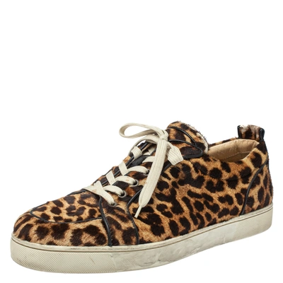 Pre-owned Christian Louboutin Brown Leopard Calfhair Rantulow Orlato Low Top Sneakers Size 46