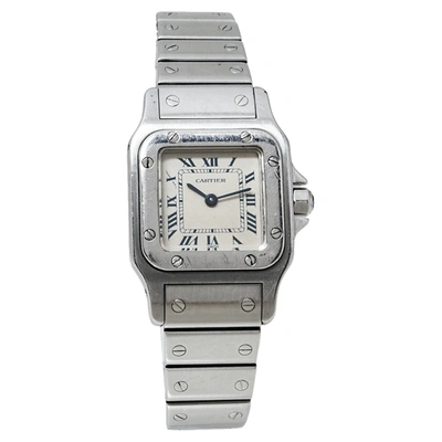 Pre-owned Cartier White Stainless Steel Santos Galbee 9057930 Women's Wristwatch 24mm