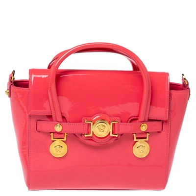 Pre-owned Versace Pink Patent Leather Medusa Medallion Tote