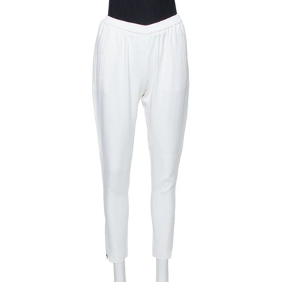 Pre-owned Stella Mccartney White Jersey Zipper Detail Tamara Trousers S