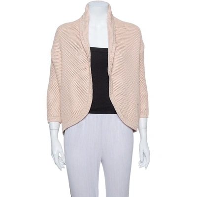 Pre-owned Max Mara Pink Open Knit Open Front Jacket S