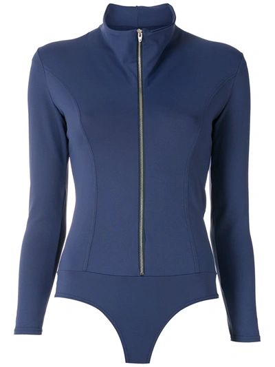 Amir Slama Zipped Long Sleeves Bodysuit In Blue