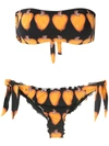 Amir Slama Frufru Printed Bandeau Bikini Set In Black