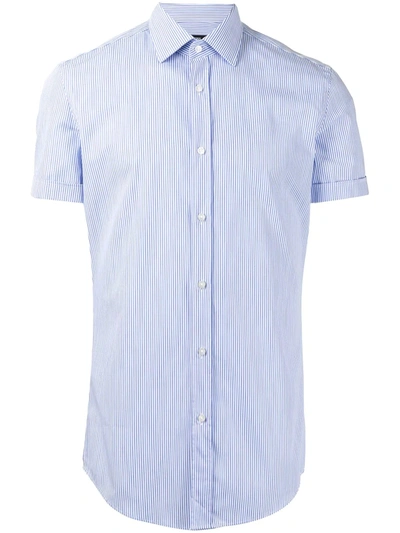 Hugo Boss Short Sleeve Button-front Shirt In Blue