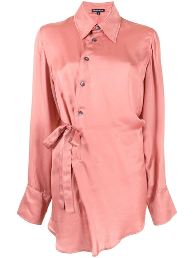 Ann Demeulemeester Nanette Longline Shirt In Antique Rose