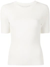 DION LEE RIBBED-KNIT SHORT-SLEEVE TOP