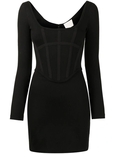 Dion Lee Black Ribbed Jersey Corset Mini Dress