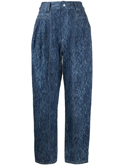 Koché Contrast-stitching Straight-leg Trousers In Blue