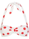 Dolce & Gabbana Padded Bandeau Bikini Top With Polka Dot Print In White