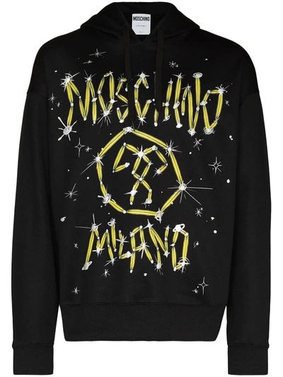 Moschino Graphic Print Hoodie In Black