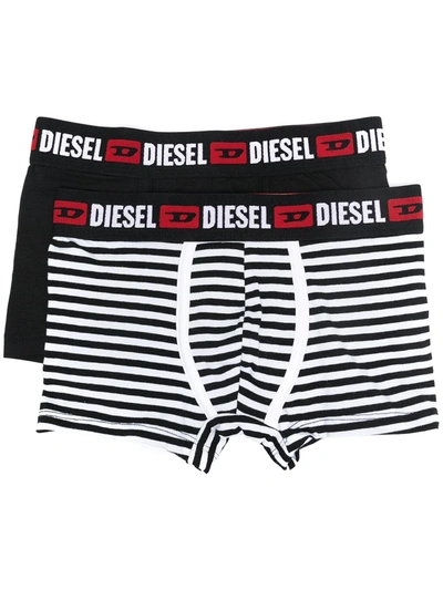Diesel Kids' Two-pack Logo Boxers In Black