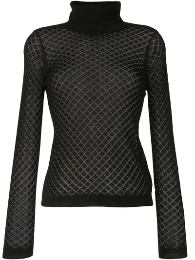 L Agence L'agence Sheer Turtleneck Sweater In Black