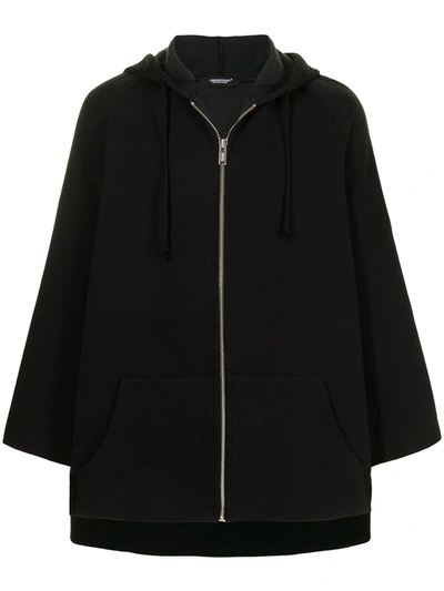 Undercover Draped Cotton-blend Hoodie In Black