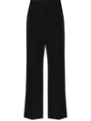 Valentino Black Embroidered Logo Straight Leg Trousers In Black