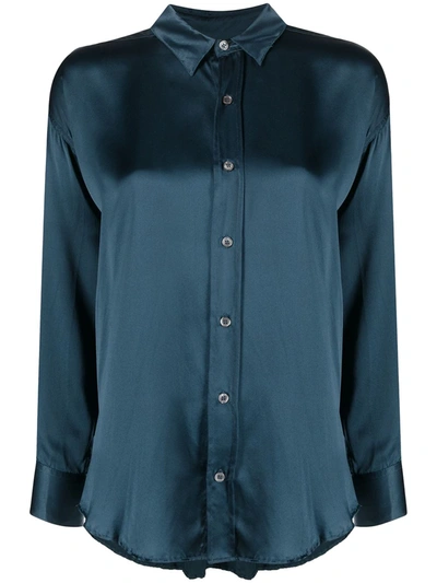 Katharine Hamnett Silk Long-sleeved Shirt In Blue