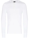 Tom Ford Slim-fit Ribbed Stretch Lyocell And Cotton-blend Henley T-shirt In White