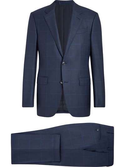 Ermenegildo Zegna Plaid Pattern Single-breasted Suit In Blue
