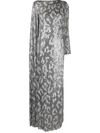 JENNY PACKHAM DRAPED SEQUIN-EMBELLISHED GOWN