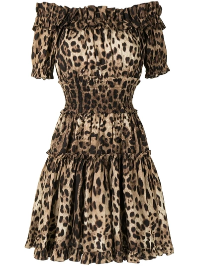 DOLCE & GABBANA LEOPARD-PRINT SHORT DRESS