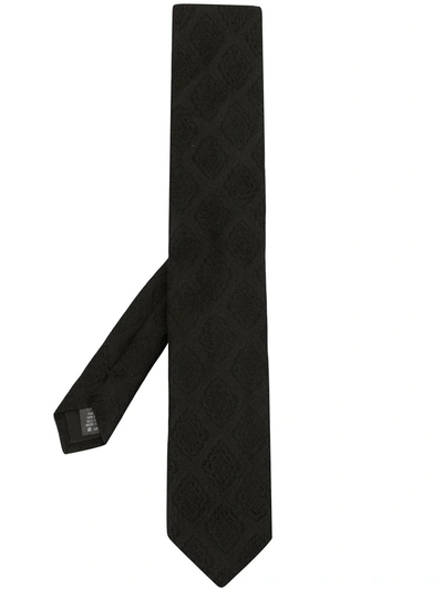 Dolce & Gabbana Diamond-pattern Silk Scarf In Black