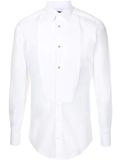 Dolce & Gabbana Bib-detailed Cotton Shirt In White