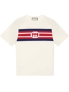 Gucci White Interlocking G Stripe T-shirt In White