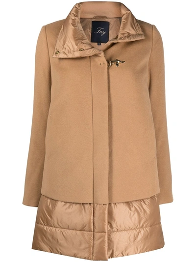 Fay Layered Quilted Coat In Neutrals